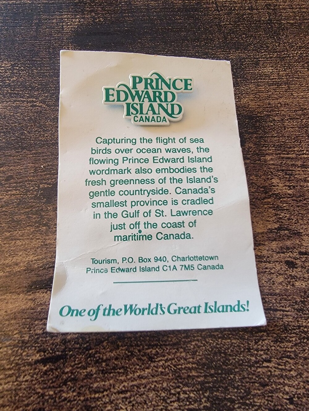 Vintage Prince Edward Island PEI Souvenir Lapel Travel Pin Canada